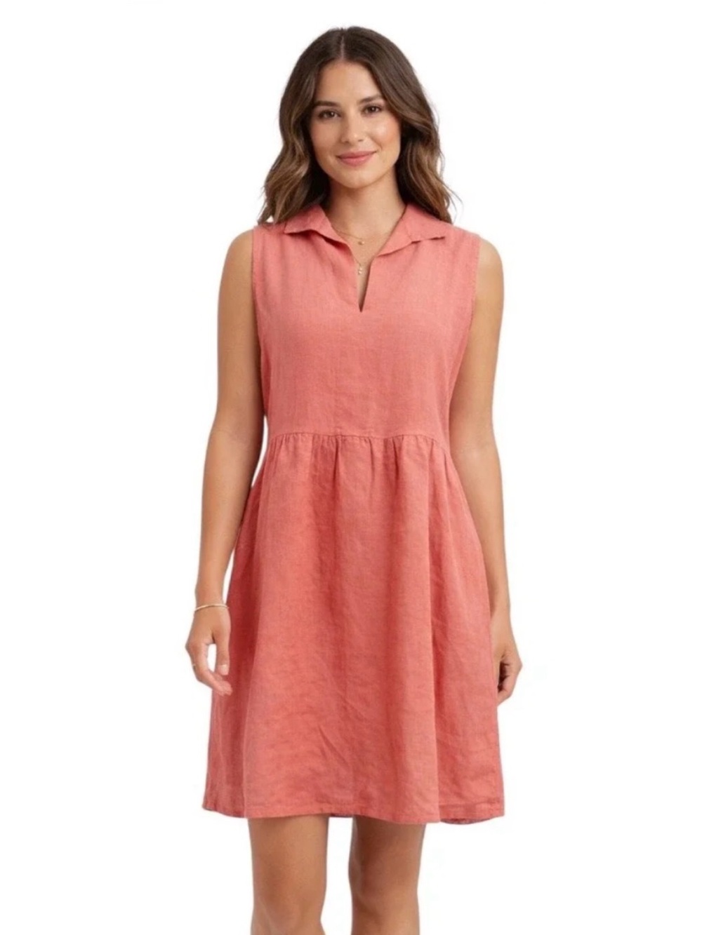 Terzo Millennio Sleeveless Collared Linen Dress. Size XL